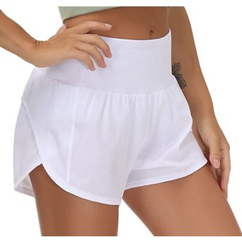 Women's High Waisted Running Shorts Mesh Liner Zipper Pockets