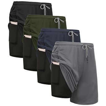 4 Pack Men's 2-in-1 Running Shorts with Liner