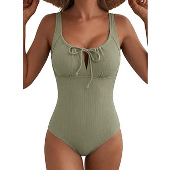 Women Textured Swimsuit Tie Knot Cutout Bathing Suit