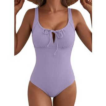 Women Textured Swimsuit Tie Knot Cutout Bathing Suit