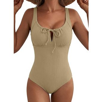 Women Textured Swimsuit Tie Knot Cutout Bathing Suit