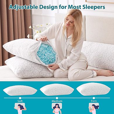 2 Pack Shredded Memory Foam Pillows Firm Adjustable