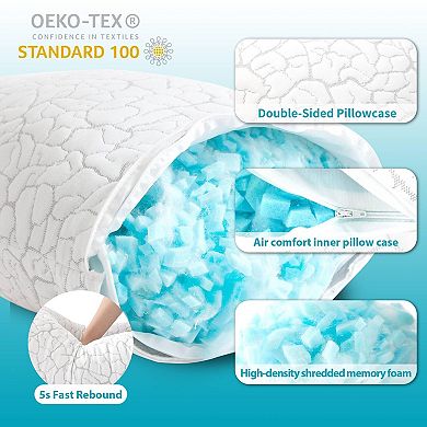 2 Pack Shredded Memory Foam Pillows Firm Adjustable