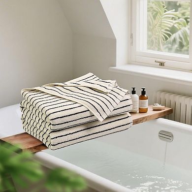 2pc Striped Bath Towels Quick Dry Farmhouse Bathroom Pool 27" x 55"