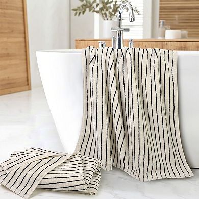 2pc Striped Bath Towels Quick Dry Farmhouse Bathroom Pool 27" x 55"