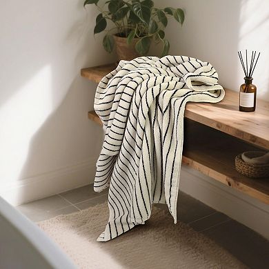 2pc Striped Bath Towels Quick Dry Farmhouse Bathroom Pool 27" x 55"