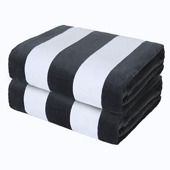 2 pc Cabana Stripe Beach Towel Super Absorbent Soft Plush Pool Bath Towel 35''x70''