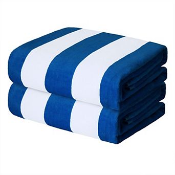 2 pc Cabana Stripe Beach Towel Super Absorbent Soft Plush Pool Bath Towel 35''x70''