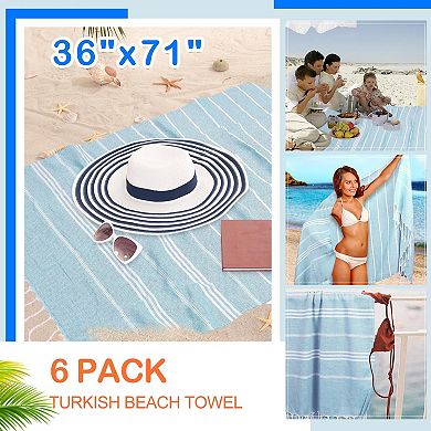 6 Pack Beach Towel Sand Free Quick Dry Oversized 36"x71"