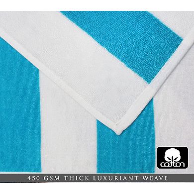 2 Pack Oversized Velour Beach Towel Cabana Stripe 35x70