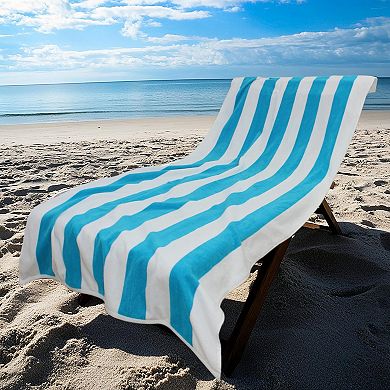 2 Pack Oversized Velour Beach Towel Cabana Stripe 35x70