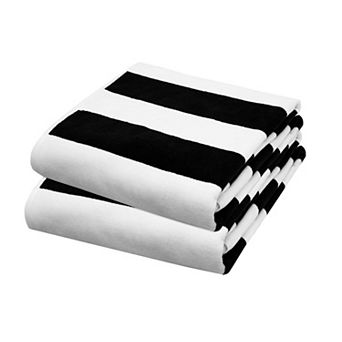 2 Pack Oversized Velour Beach Towel Cabana Stripe 35x70