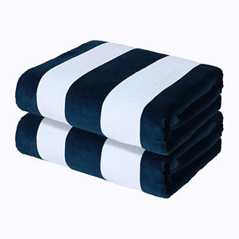 2 Pack Cabana Stripe Beach Towel Super Absorbent Soft Plush 30“x60”