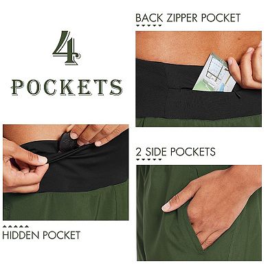 Women's Running Shorts Liner High Waist Zipper Pocket
