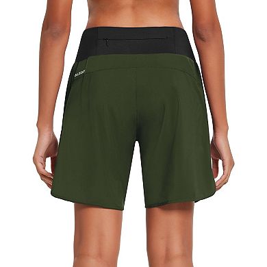 Women's Running Shorts Liner High Waist Zipper Pocket