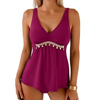 Tankini Swimsuits Women V Neck Tummy Control High Waisted Bottom
