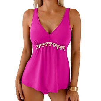 Tankini Swimsuits Women V Neck Tummy Control High Waisted Bottom