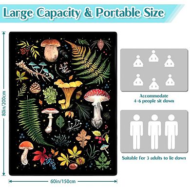 60"x80"Mushroom Picnic Blanket Waterproof Foldable Outdoor Mat