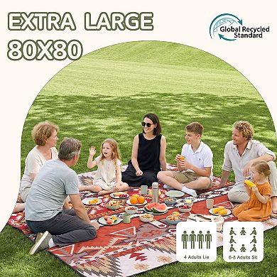 80"x80"Waterproof Picnic Blanket Outdoor Camping Beach Mat Foldable