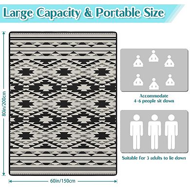 60"x80"Boho Waterproof Picnic Blanket Foldable Outdoor Mat
