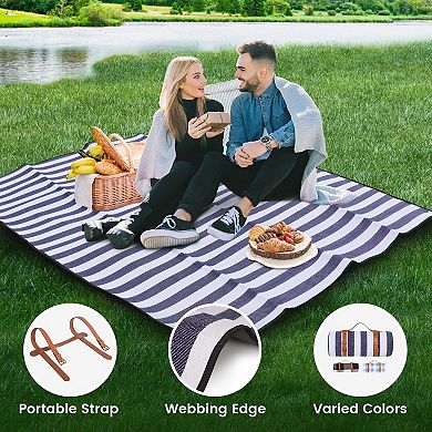 80"x60" Picnic Blanket Waterproof Beach Mat Outdoor Camping Travel