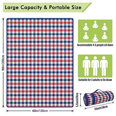 60"x80" Independence Day Picnic Blanket Waterproof Foldable