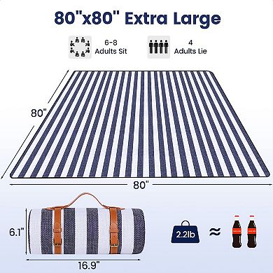 80"x 80" Picnic Blanket Waterproof Foldable Beach Outdoor Camping Park