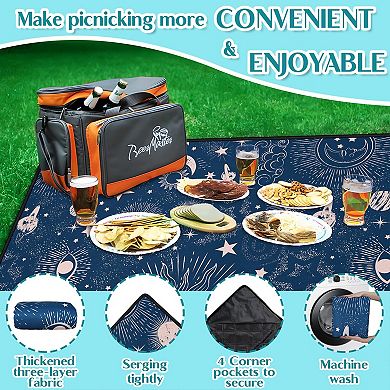 80"x80" Gothic Picnic Blanket Waterproof Outdoor Mat Square