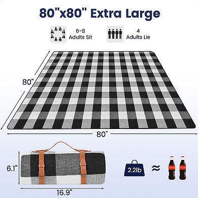 80"x 80" Picnic Blanket Waterproof Foldable Beach Outdoor Camping Park