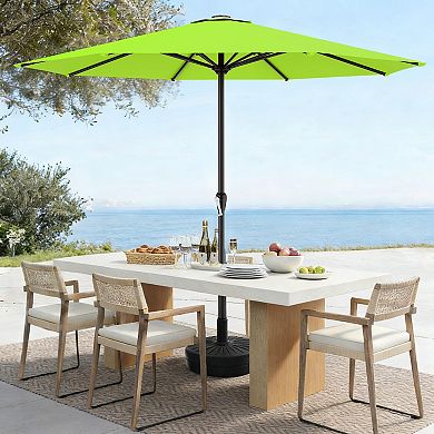 12FT Patio Umbrella Push Tilt Crank 8 Ribs Outdoor Table Garden Pool