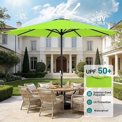 12FT Patio Umbrella Push Tilt Crank 8 Ribs Outdoor Table Garden Pool
