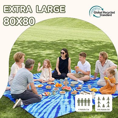 80"x80"Waterproof Sandproof Beach Blanket Picnic Outdoor Mat Foldable