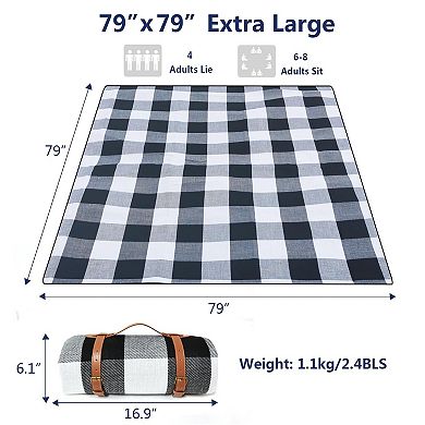 79"x79" Picnic Blanket Waterproof Foldable Beach Outdoor Camping Park