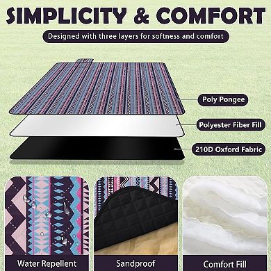 79"x79" Picnic Blanket Waterproof Sandproof Beach Mat
