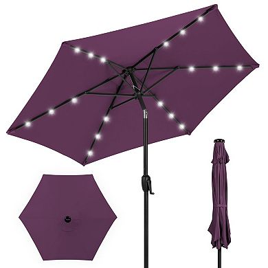 7.5ft Solar LED Patio Umbrella Tilt Crank Outdoor