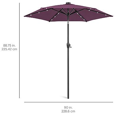 7.5ft Solar LED Patio Umbrella Tilt Crank Outdoor