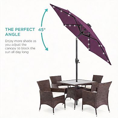7.5ft Solar LED Patio Umbrella Tilt Crank Outdoor
