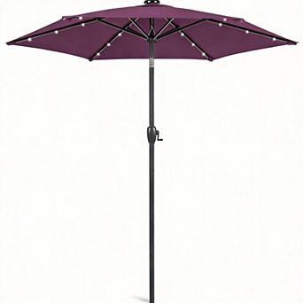 7.5ft Solar LED Patio Umbrella Tilt Crank Outdoor