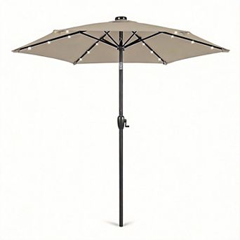 7.5ft Solar LED Patio Umbrella Tilt Crank Outdoor