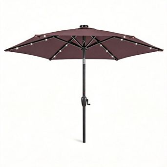 7.5ft Solar LED Patio Umbrella Tilt Crank Outdoor