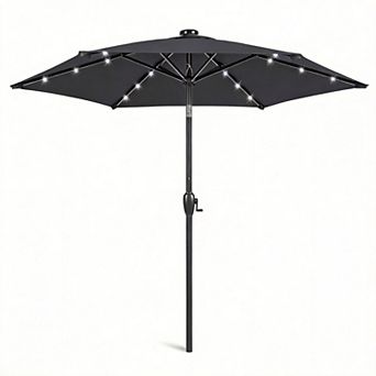7.5ft Solar LED Patio Umbrella Tilt Crank Outdoor