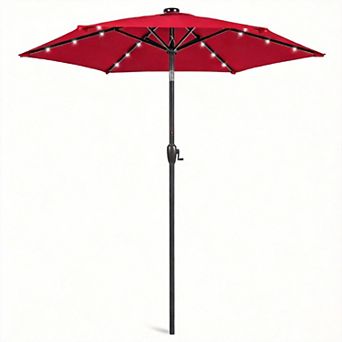 7.5ft Solar LED Patio Umbrella Tilt Crank Outdoor