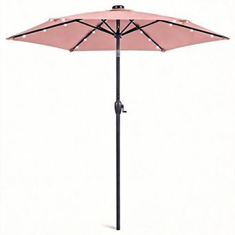 7.5ft Solar LED Patio Umbrella Tilt Crank Outdoor