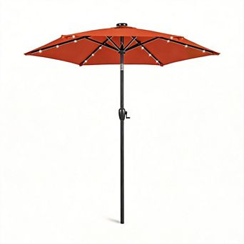 7.5ft Solar LED Patio Umbrella Tilt Crank Outdoor