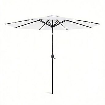 10ft Solar LED Patio Umbrella Tilt UV Fabric
