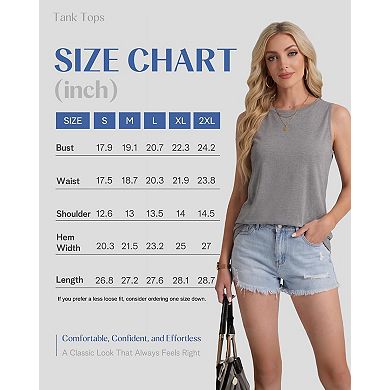 3 Pack Womens Tank Tops Crew Neck Sleeveless Loose Fit Summer Beach