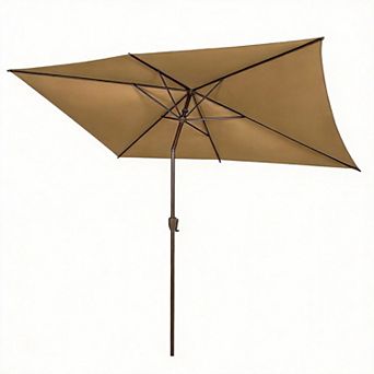 6.5 FT Outdoor Umbrella Crank Market Ribs UV Waterproof Tilt Garden Pool
