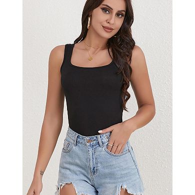 5 Pack Women's Square Neck Sleeveless Tank Top