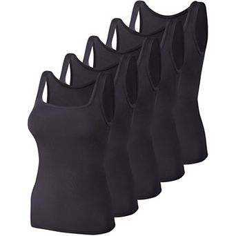 5 Pack Women's Square Neck Sleeveless Tank Top