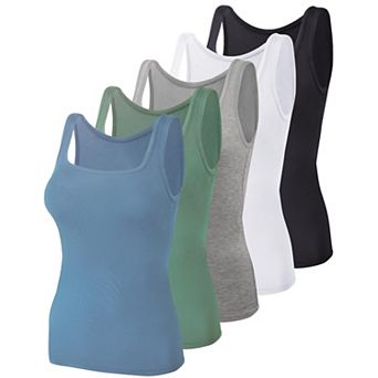 5 Pack Women's Square Neck Sleeveless Tank Top